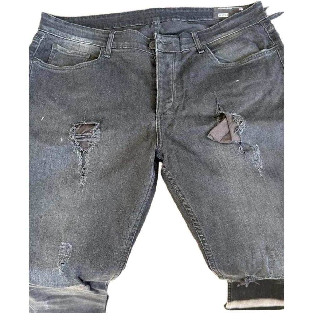 Kith Varick Letter Denim Jean Mens 38x32 Button Fly Distressed Modern Straight